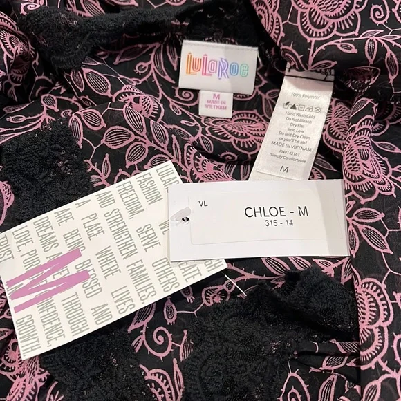 LuLaRoe Chloe Boho Overlay 💗🖤NWT - Picture 5 of 6